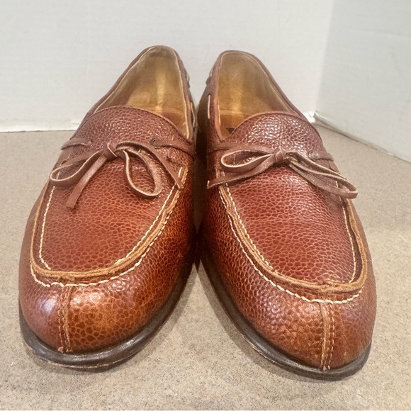 Zelli Men’s Pebbled Leather Cognac Size 10 Italian Loafers - Picture 5 of 9